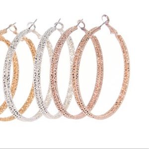 Free Press 50mm Textured Hoops - Set of 2